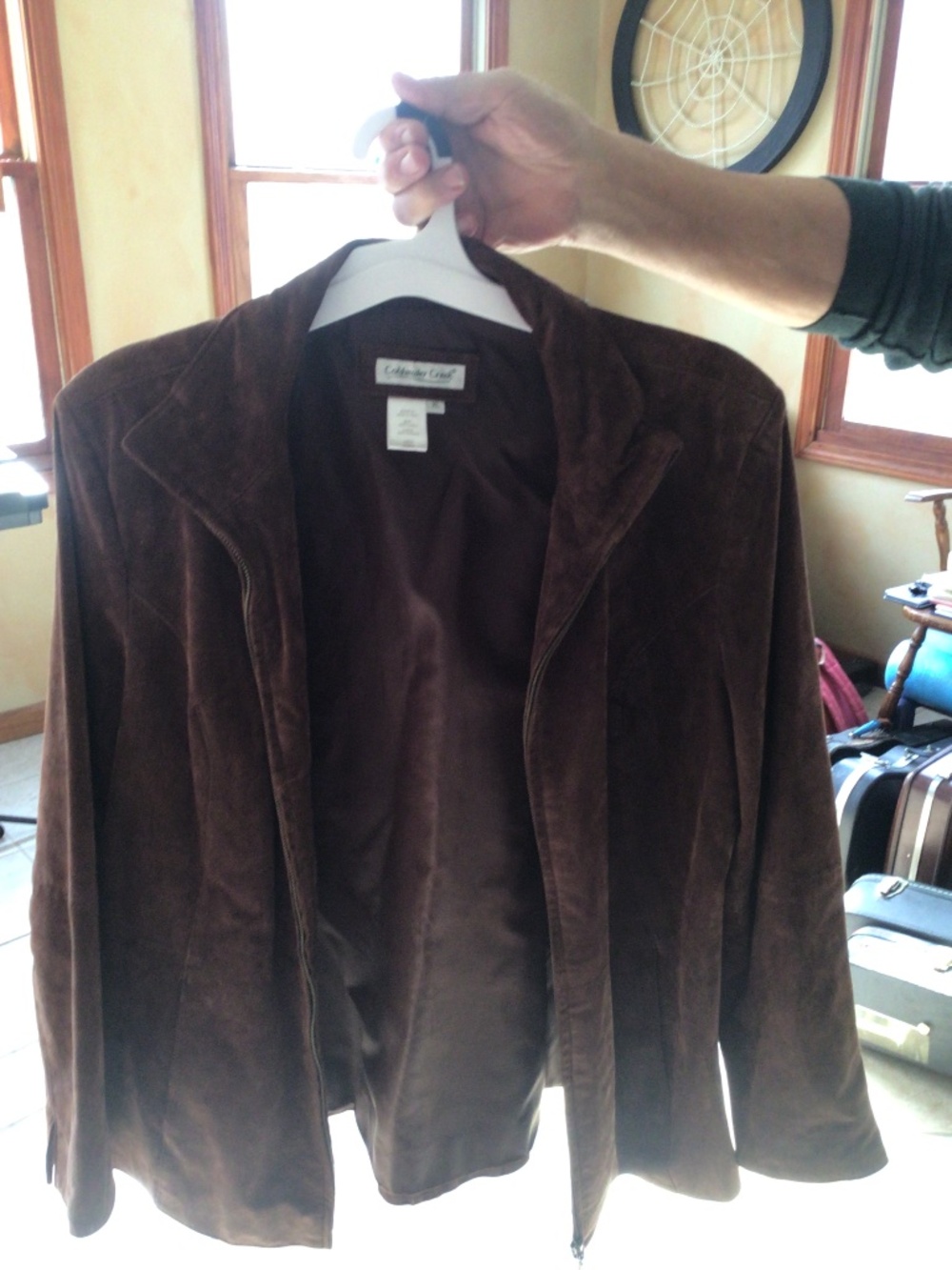 Cold water creek leather zip jacket